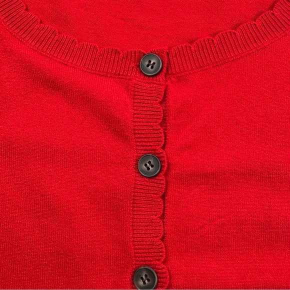 La Vila Milano Red Short Sleeve Cardigan Sweater Women’s Plus 1X Scalloped - Picture 6 of 9
